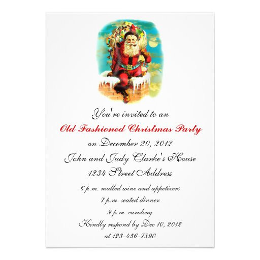 Old Fashioned Christmas Party Ideas
 Old Fashioned Christmas Party Invitations 5" X 7