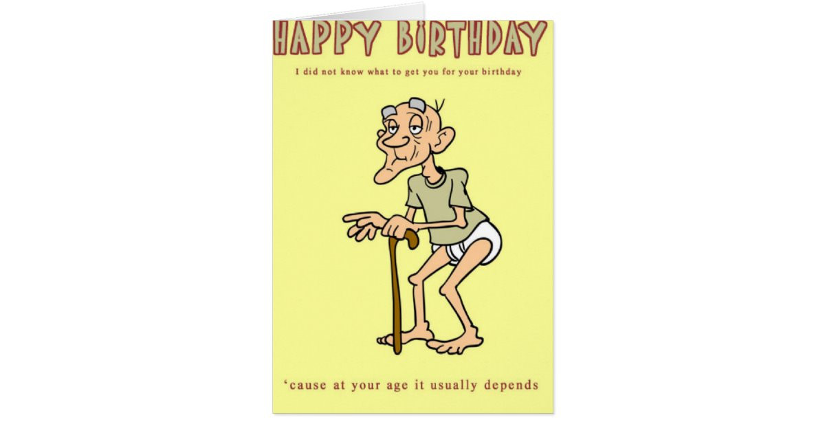 Old Man Birthday Cards
 Funny Birthday Card Old man in diapers Card