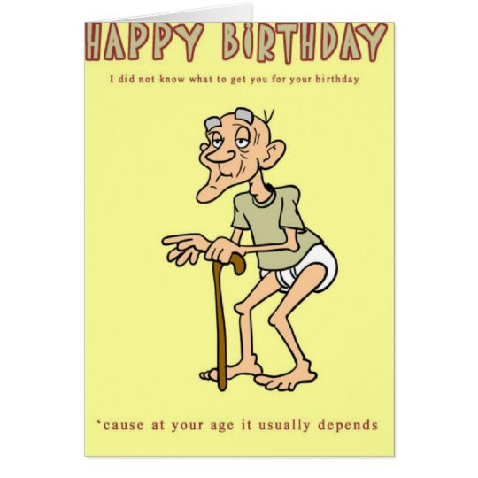 Old Man Birthday Cards
 Funny Birthday Card Old man in diapers Card