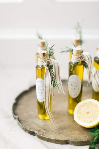 Olive Oil Wedding Favors
 Olive Oil Favors with Avery