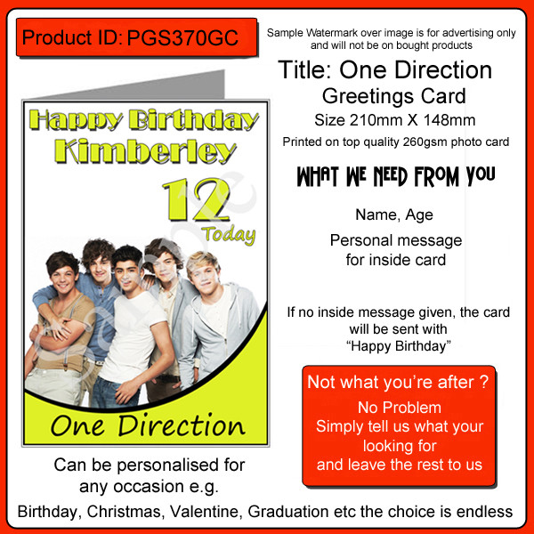 One Direction Birthday Cards
 e Direction Birthday Card A5 Personalised PGS370GC