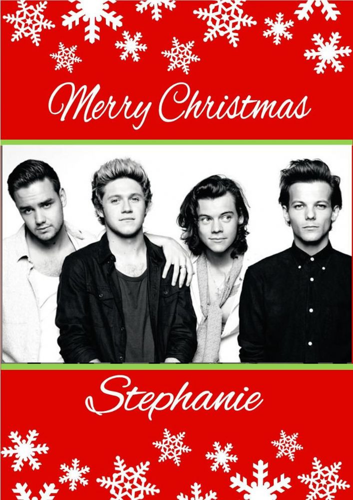One Direction Birthday Cards
 Personalised e Direction Christmas Card