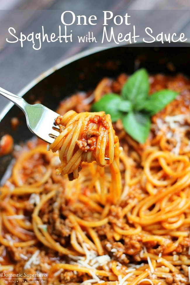One Pot Spaghetti Recipe
 e Pot Spaghetti with Meat Sauce Domestic Superhero
