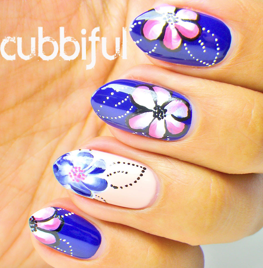 One Stroke Nail Art
 cubbiful e Stroke Floral Nail Art Guest Post for