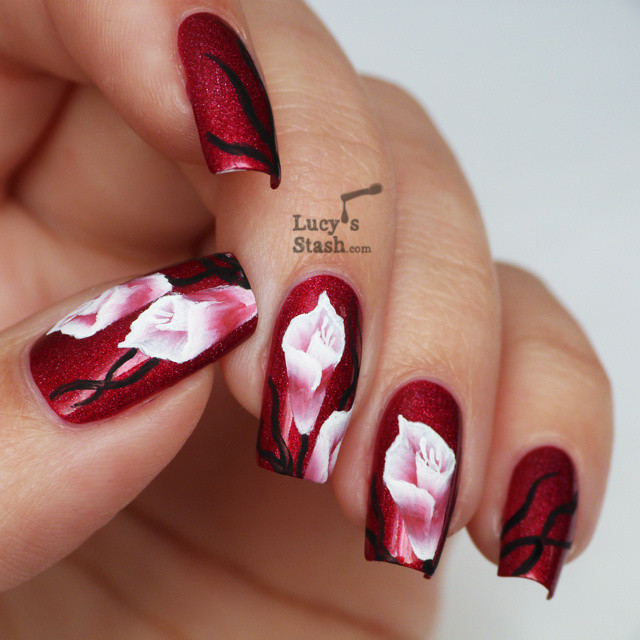 One Stroke Nail Art
 e stroke nail art flowers over A England Rose Bower