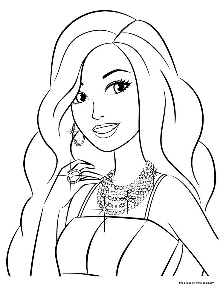 Online Printable Coloring Pages For Girls
 barbie coloring pages print out for girls Free Printable