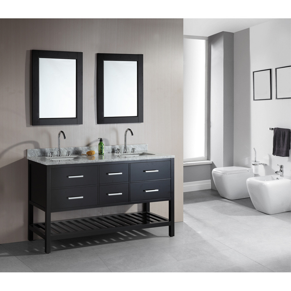 Open Bottom Bathroom Vanities
 Design Element London 61" Double Vanity with Open Bottom