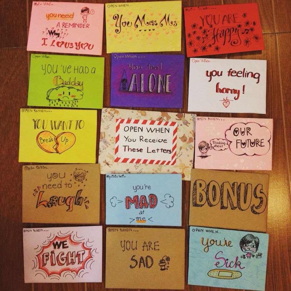 Open When Gift Ideas For Boyfriend
 "Open When" letters I made for my boyfriend 159days