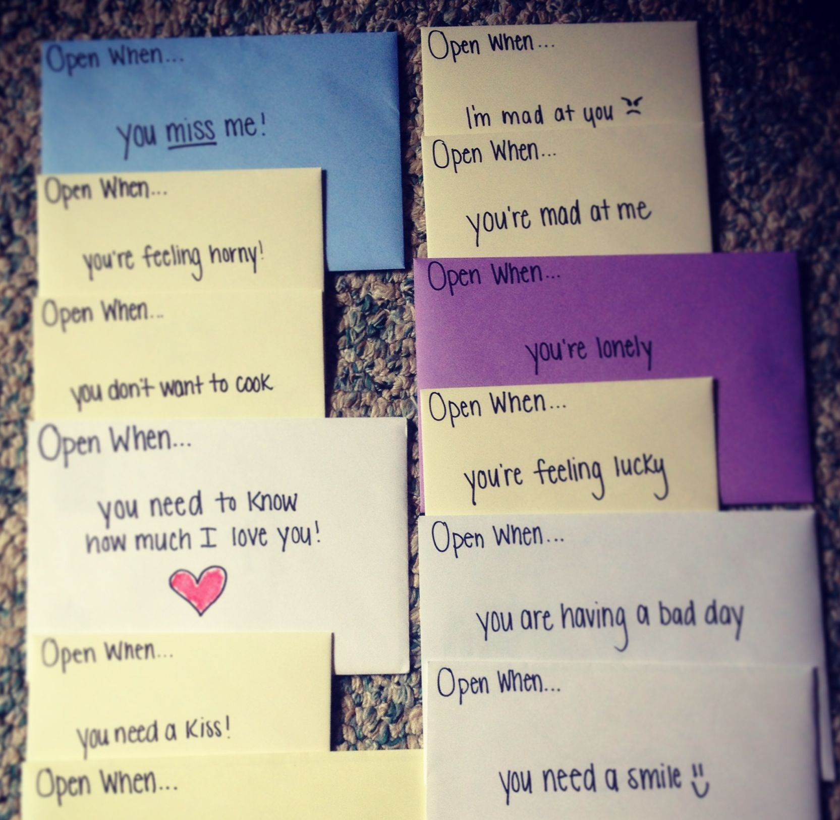 Open When Gift Ideas For Boyfriend
 "Open When" cards Such a cute idea for a birthday
