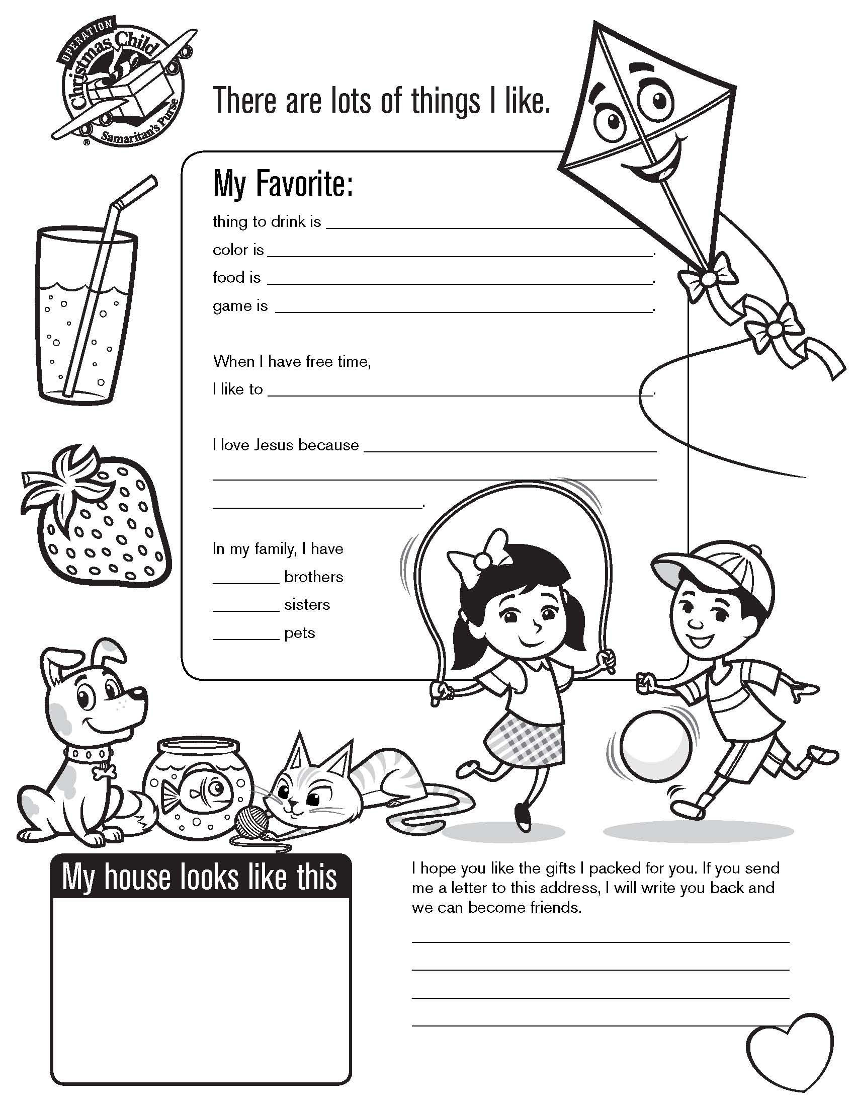 Operation Christmas Child Coloring Pages
 Operation Christmas Child letter page 2