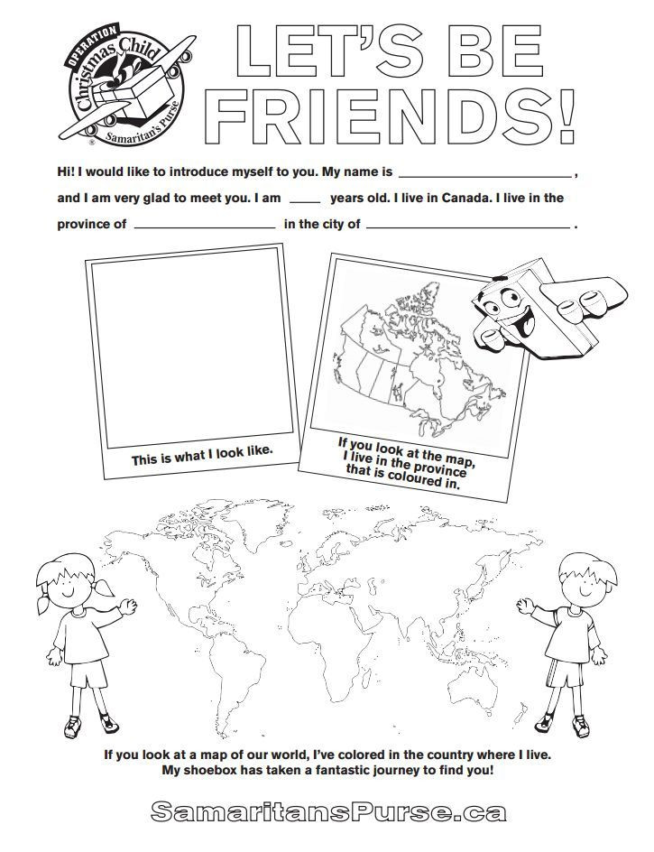 Operation Christmas Child Coloring Pages
 Download the Let s Be Friends coloring sheet it s a