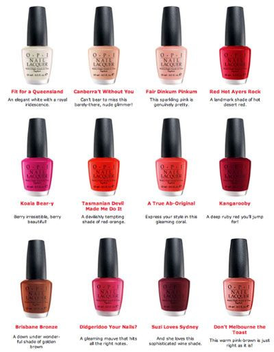 Opi Nail Colors Names
 OPI nail polish in pink red anything feminine as long as