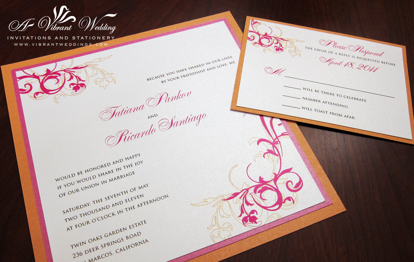 Orange Wedding Invitations
 Pink and orange wedding invitation – A Vibrant Wedding