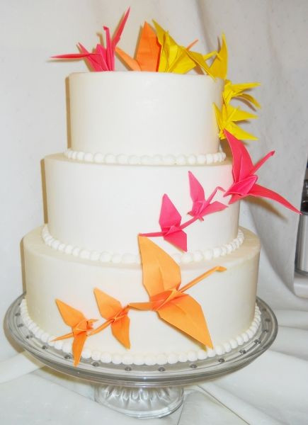 Origami Birthday Cake
 pink orange & yellow origami cake