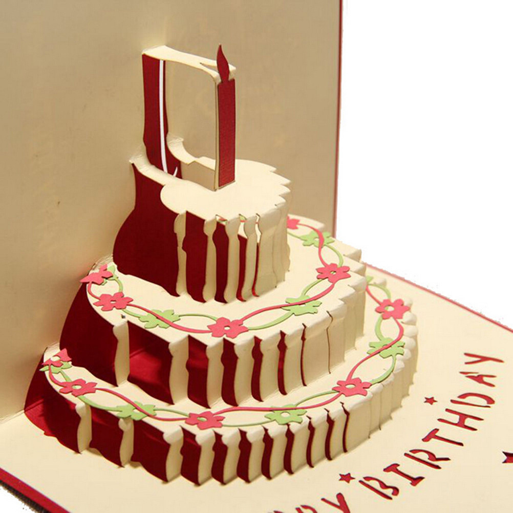 Origami Birthday Cake
 Handcrafted Origami Birthday Cake Candle Design Greeting