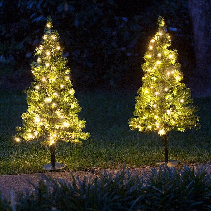 Outdoor Lighted Christmas Trees
 Outdoor Decorations 2 Walkway Pre Lit Winchester Fir