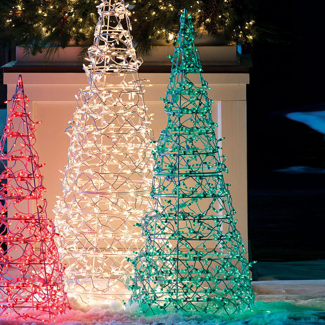 Outdoor Lighted Christmas Trees
 60" Green Lighted Cone Tree Frontgate Christmas Lights