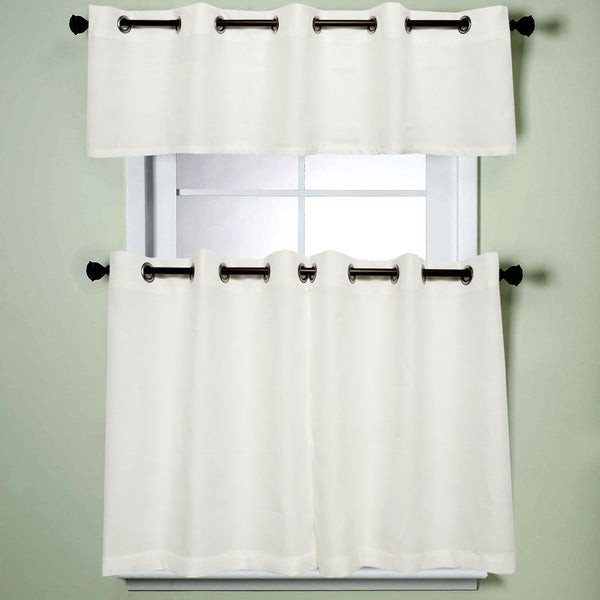 Overstock Kitchen Curtains
 Modern Sublte Textured Solid White Kitchen Curtains With