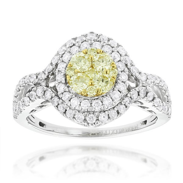 Overstock Wedding Bands
 Shop Luxurman 14k Gold 1 1 6ct TDW White Yellow Diamond