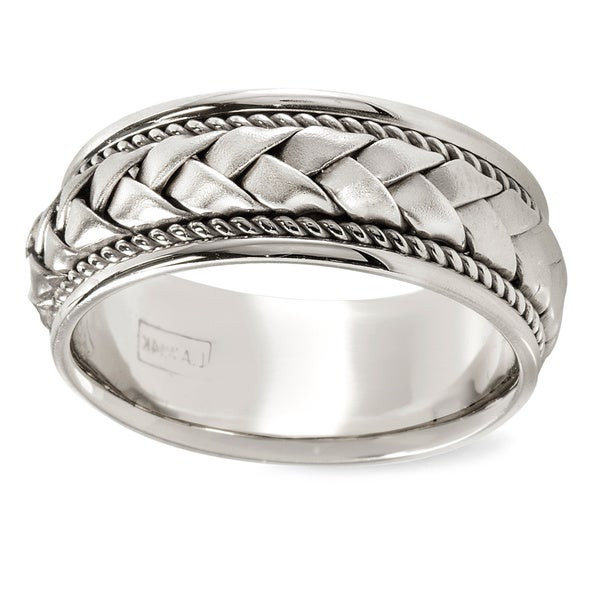 Overstock Wedding Bands
 18k White Gold Men s Woven fort fit Wedding Band Free