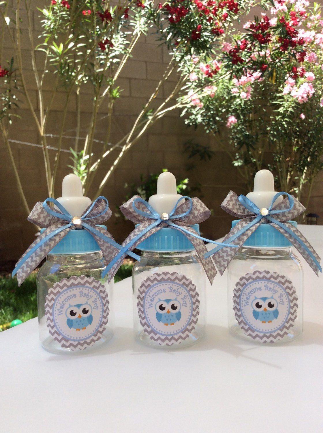 Owl Baby Shower Gifts
 12 small 3 5 Owl boy baby shower favors chevron owl