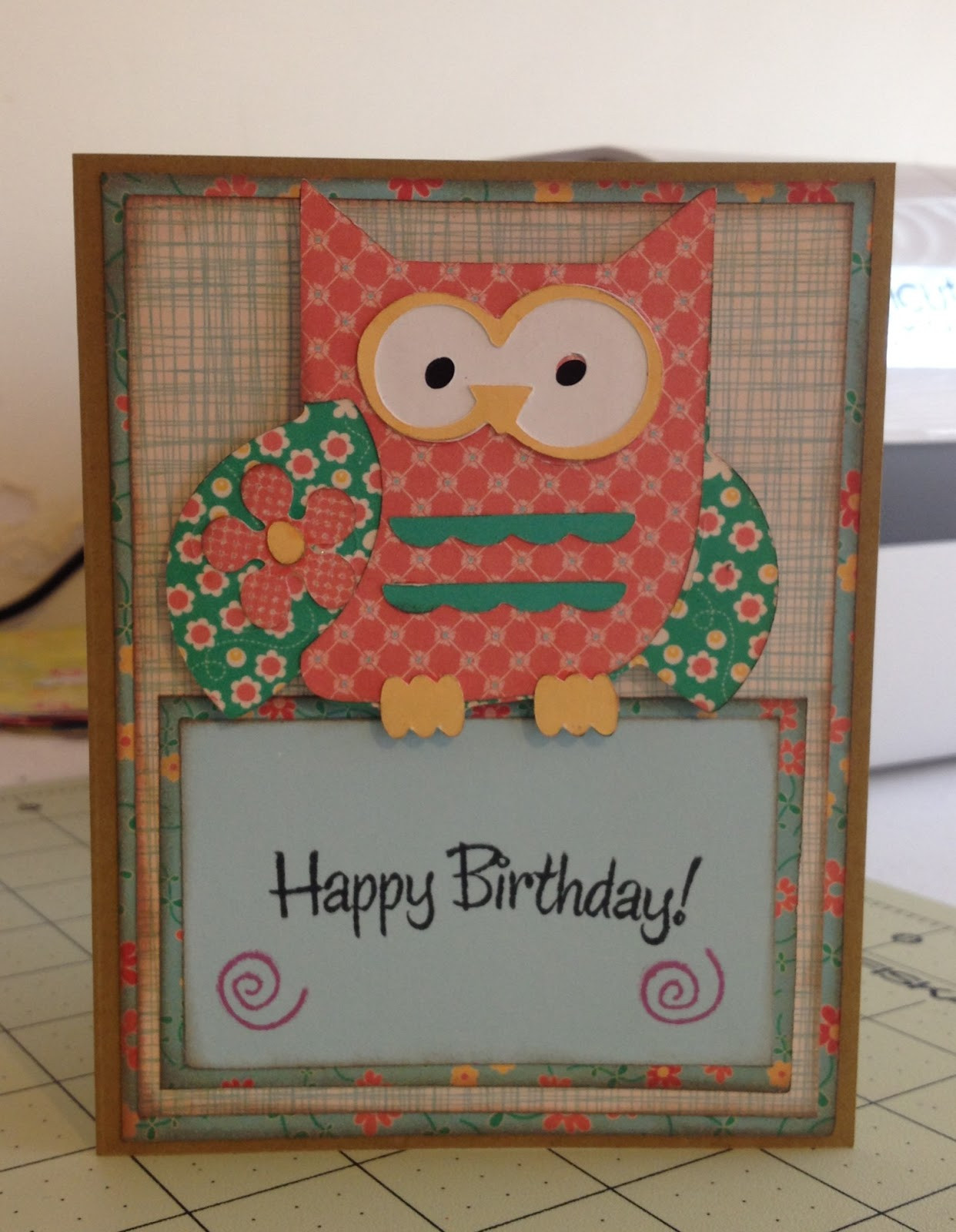 Owl Birthday Card
 Marilyn s Cricut Cards Owl Birthday Card