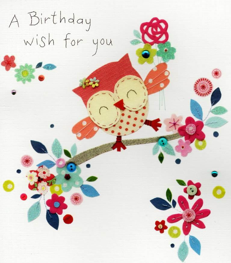 Owl Birthday Card
 A Birthday Wish For You Owl Birthday Greeting Card Button