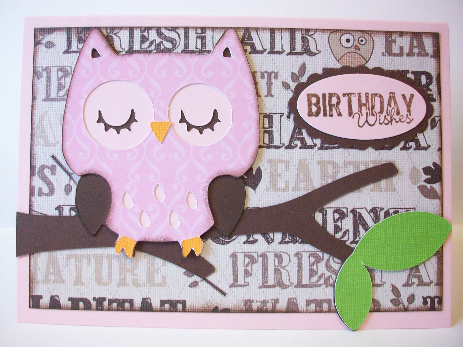 Owl Birthday Card
 Handmade with Love Owl birthday card