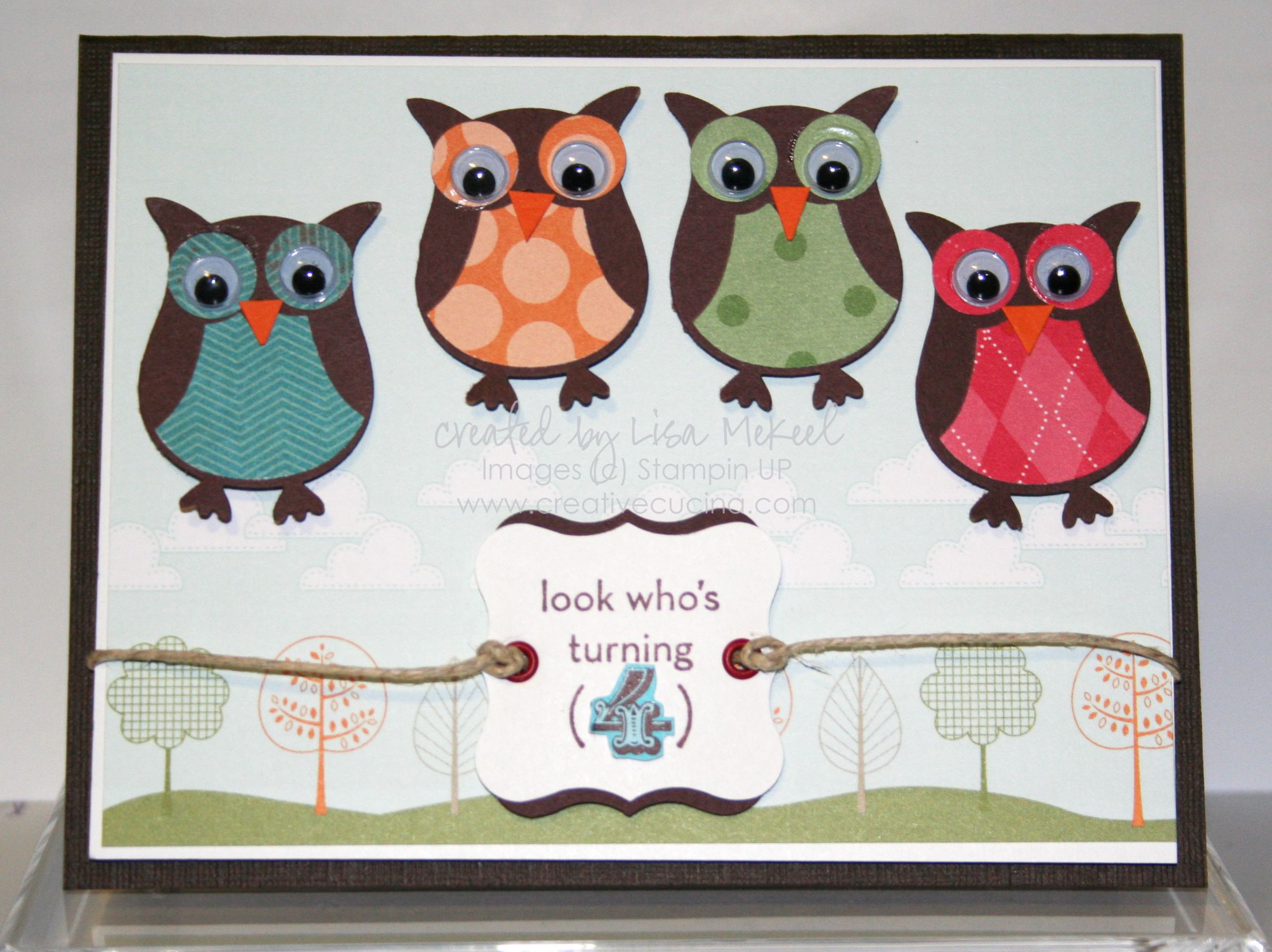 Owl Birthday Card
 Birthday Card Owls 4th Birthday