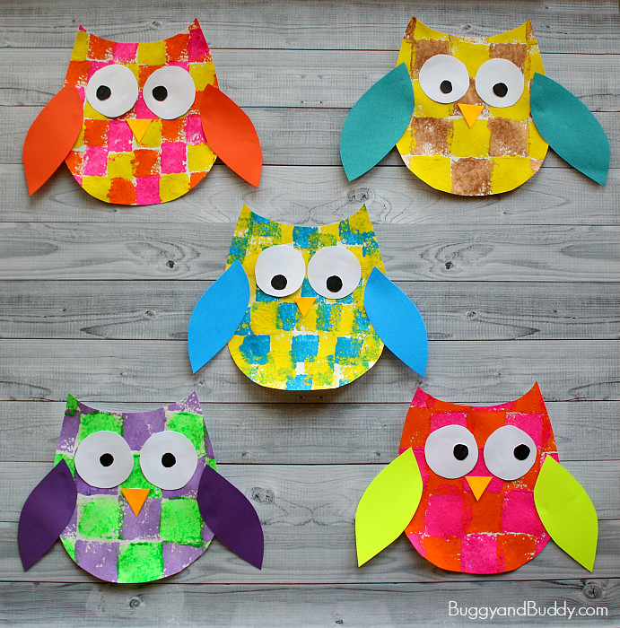 Owl Crafts For Preschoolers Unique Sponge Painted Owl Craft For Kids With Owl Template Of Owl Crafts For Preschoolers 