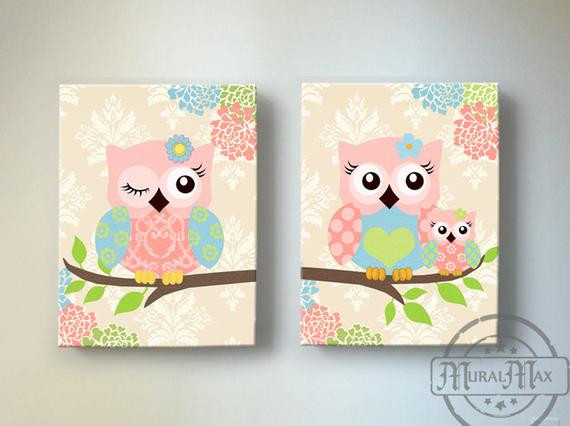 Owl Decor For Baby Nursery
 Kids Wall Art Owl Nursery Baby Girl Owl Decor Owl Nursery