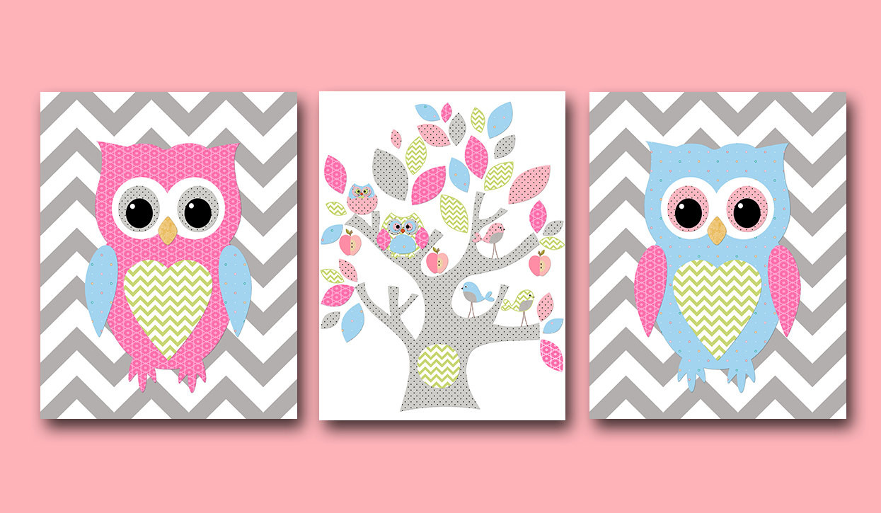 Owl Decor For Baby Nursery
 Owl Decor Owl Nursery Baby Girl Nursery Decor Children Art