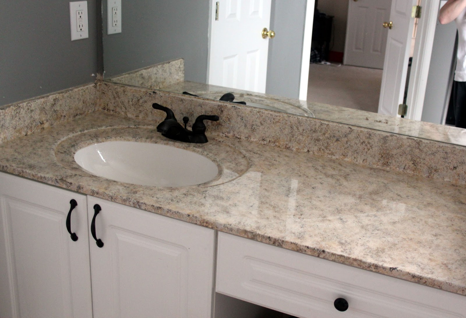 Painted Bathroom Countertop
 My EnRoute life Painted faux granite countertops Master