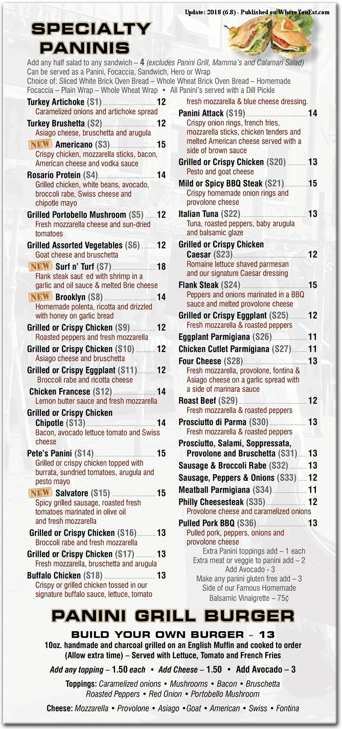 Panini Grill Staten Island Menu
 Panini Grill Italian Restaurant in West Brighton Staten