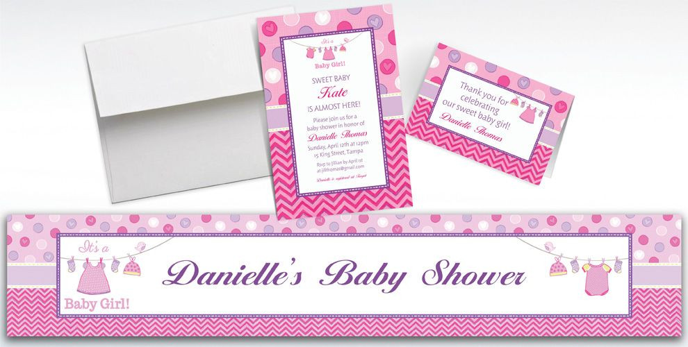 Party City Invitations Baby Shower
 Custom Shower with Love Girl Baby Shower Invitations