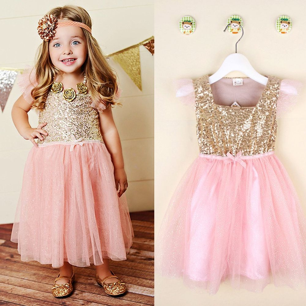 Party Dresses Baby
 Flower Girl Princess Sequins Dress Toddler Baby Wedding