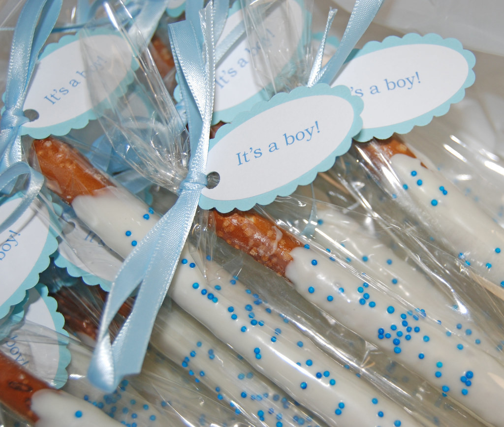Party Favors Baby Shower Boy
 its a boy chocolate dipped pretzel baby showers