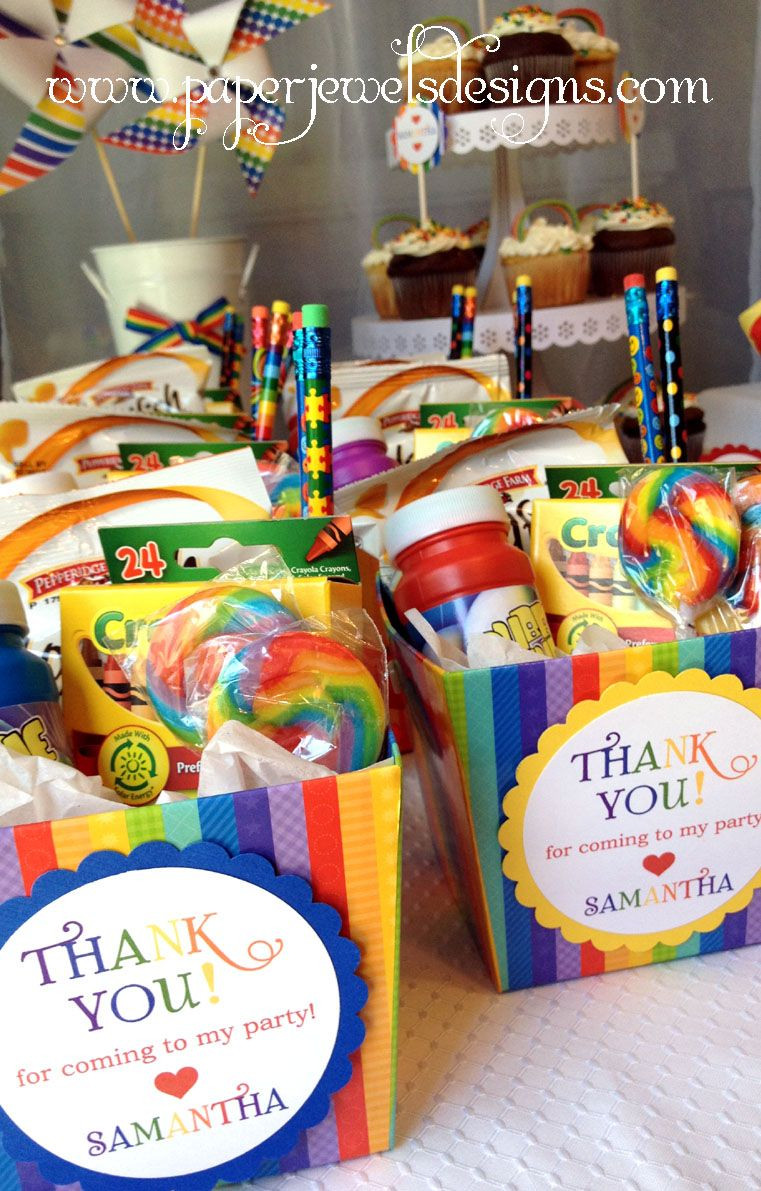 Party Favors Ideas For Kids
 Rainbow Birthday Party favors crayons bubbles rainbow