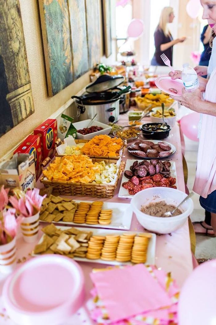 Party Food Table Ideas
 Kara s Party Ideas Pink & Gold Cancer Free 1st Birthday