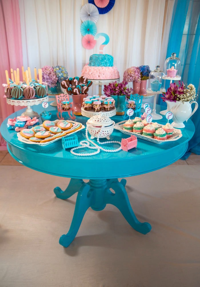 Party Ideas For Gender Reveal Party
 Kara s Party Ideas Gender Reveal Tea Party