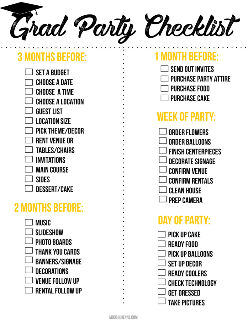 Party Planning Ideas For Graduation
 Graduation Party Printable Checklist Mooshu Jenne