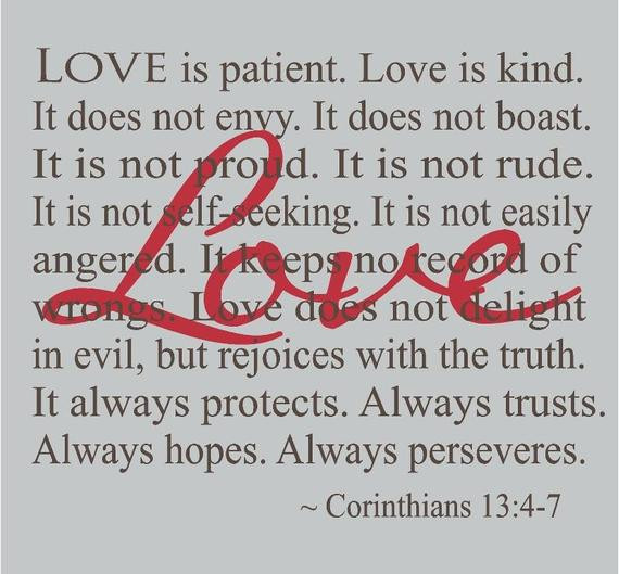 Patient Love Quotes
 Corinthians Love Is Patient Decal Wedding Decorations Wall