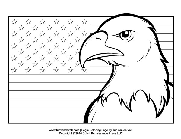 Patriotic Printable Coloring Pages
 Bald Eagle Coloring Page for Kids