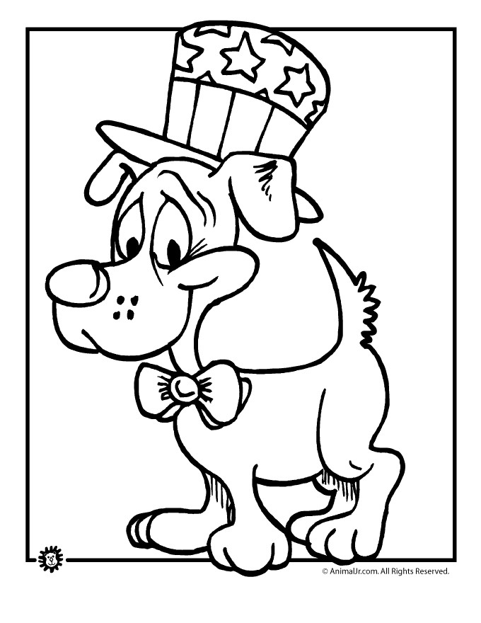 Patriotic Printable Coloring Pages
 Patriotic Puppy 4th of July Coloring Page
