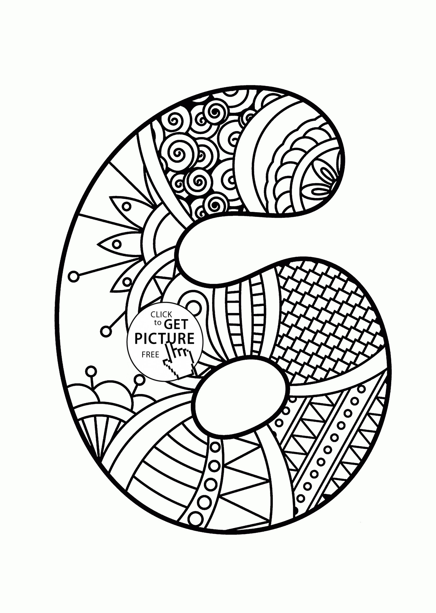 Pattern Coloring Pages For Kids
 Pattern Number 6 coloring pages for kids counting numbers