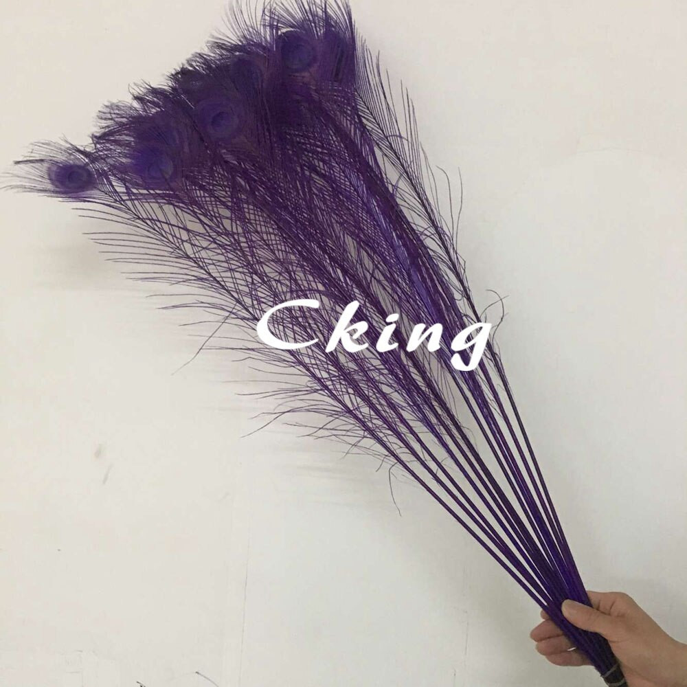 Peacock Wedding Decorations For Sale
 100pcs Purple Color Natural Long Peacock Feathers