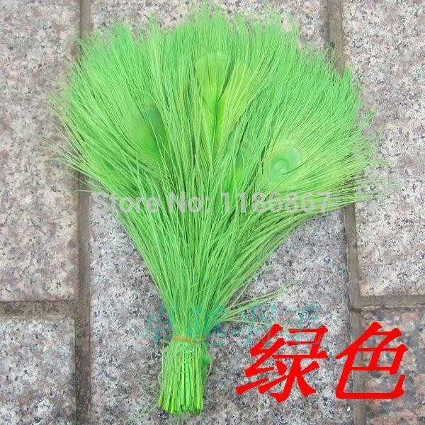 Peacock Wedding Decorations For Sale
 Free shipping lime green dyed peacock feather 100pcs lot