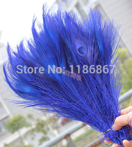 Peacock Wedding Decorations For Sale
 Free shipping royal blue dyed peacock feather 100pcs lot
