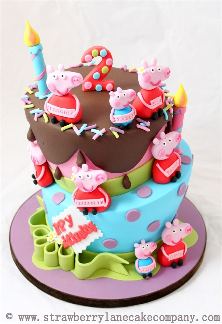 Peppa Pig Birthday Cakes
 Peppa Pig And George Joint 2Nd Birthday Cake For 6 Babies