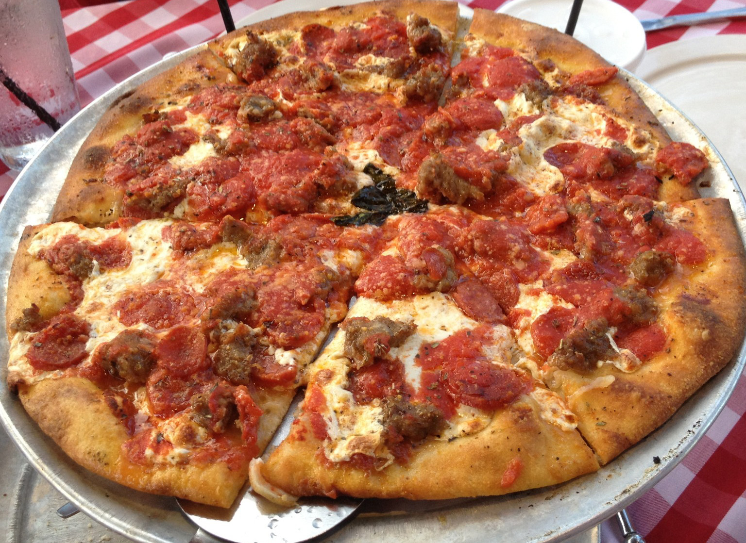 Pepperoni And Sausage Pizza
 Grimaldi’s Pizzeria